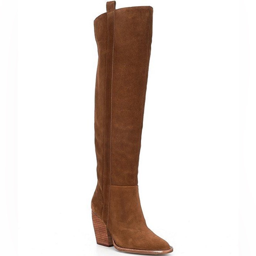 Gianni Bono Over the Knee Suede Brown Boots Stack Heel